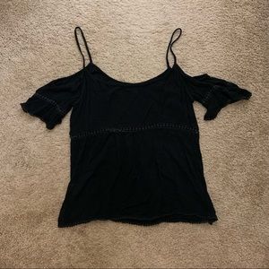 Flowy Black Off-The-Shoulder Top